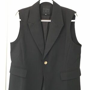 Mina Self Sleeveless Suit Jacket, Black, Size XL